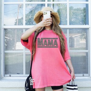 Mama Retro Vans Checker Comfort Colors Shirt Neon Pink or Black Etsy