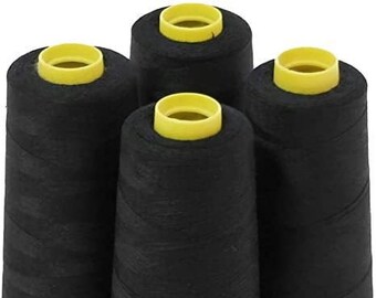 4 Pcs. 6000 Yards Sewing Machine Polyester Thread Cones Color Black