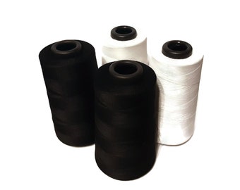 4 Pcs. 4000 Each Yards Sewing Machine Polyester Thread Cones 2 Black 2 white