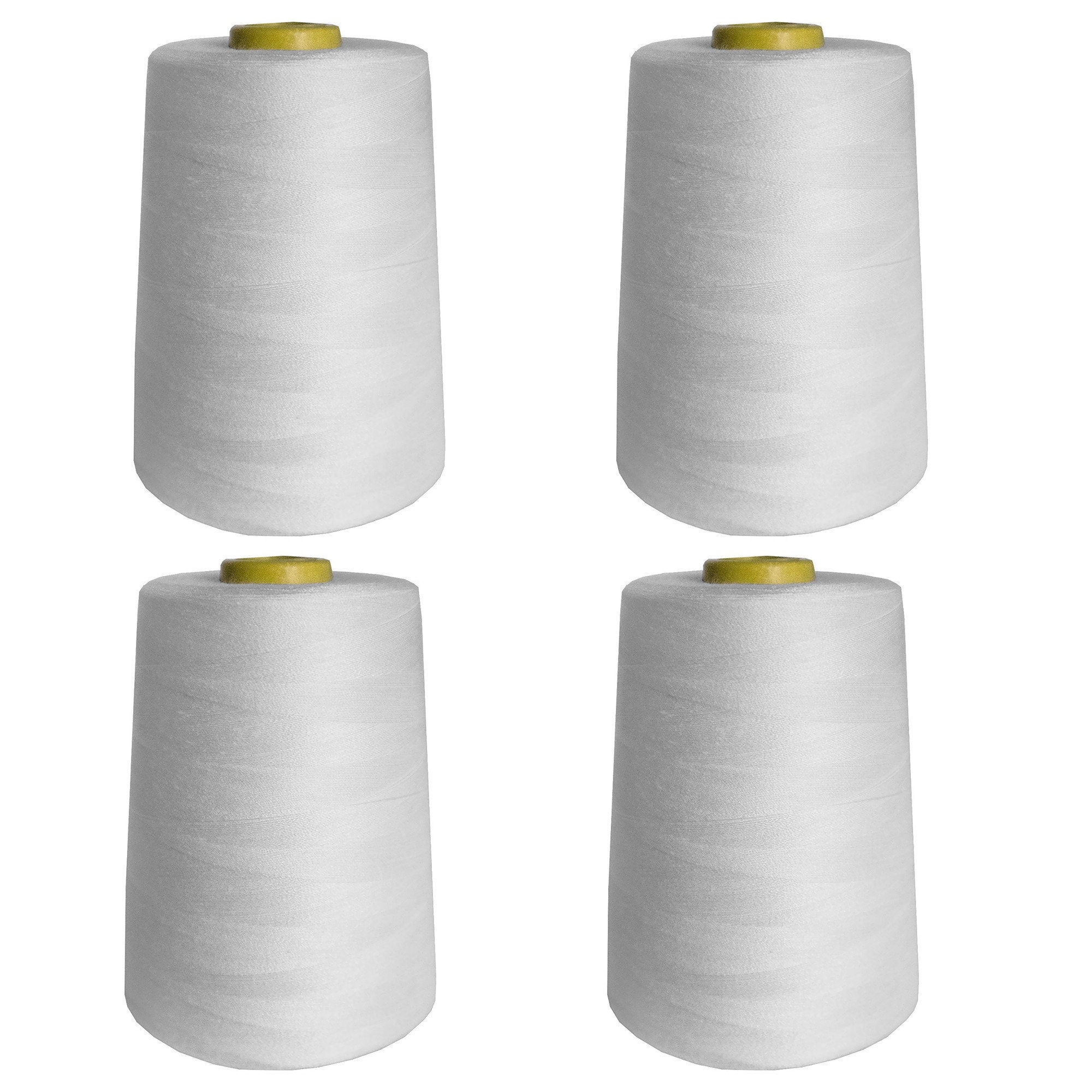 4 Pcs. 6000 Yards Sewing Machine Polyester Thread Cones Color White 