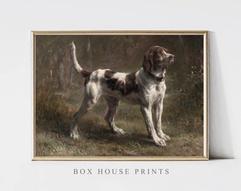 Spaniel Print VINTAGE Art Print OIL Painting | Download Only High Resolution | Hunting Dog | Painting Box House Prints