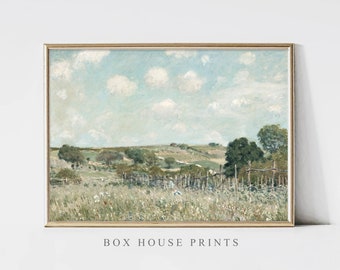 Soft Fields VINTAGE Art Print Painting | Download Only High Resolution | Landscape | Painting Box House Prints