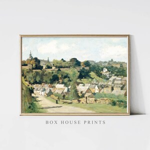 Green Village VINTAGE Art Print Painting | Download Only High Resolution | Landscape | Painting Box House Prints