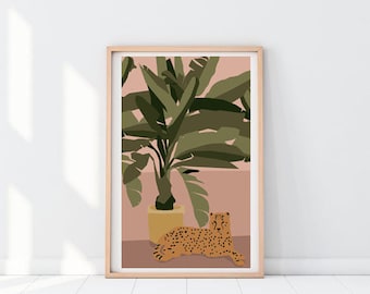 Palm Print / Cheetah Print / Trendy Cheetah / Trendy Tiger Art / Boho Print / Wall Art / Printable Pink