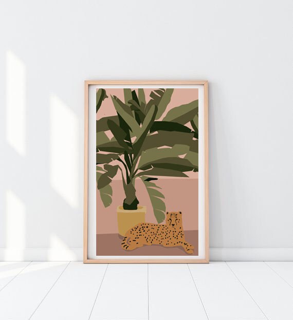 Palm Print / Cheetah Print / Trendy Cheetah / Trendy Tiger Art / Boho Print / Wall Art / Printable Pink