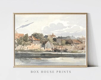 Bay of Ships 8x10 VINTAGE Art Print | Download Only Antique Neutral Muted | Wall Art | Landscape | Box House Prints