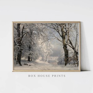 Impression d'étang de glace | Télécharger uniquement Antique Neutral Muted | Art mural 9 x 12 | Hiver | Impressions de maison en boîte