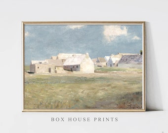 White Village VINTAGE Art Print Painting | Download Only High Resolution | Landscape | Painting Box House Prints