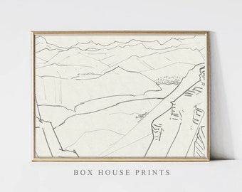 Jagged Mountain Print VINTAGE Art Print OIL Painting | Download Only High Resolution | Modern | Animal Painting Box House Prints