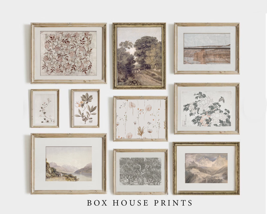 Vintage Neutral Gallery Wall SET Gallery Art Print Set of Ten | DIGITAL ...