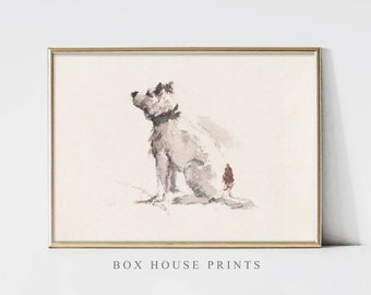 Sitting Doggy VINTAGE Art Print OIL Painting | Download Only High Resolution | Dog | Painting Box House Prints