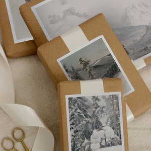 Set of 4 Printable Gift Wrap Topper Prints | Print at Home!! Download Only Unique Christmas Wrapping | Trendy Prints | Box House Prints