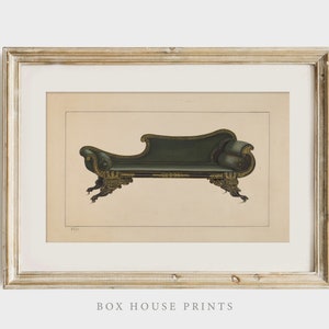VINTAGE Art Print | Antique Neutral Muted | Download Only  Architectural Furniture Sofa Design | 9x12 | Sketch Plan | Box House Prints