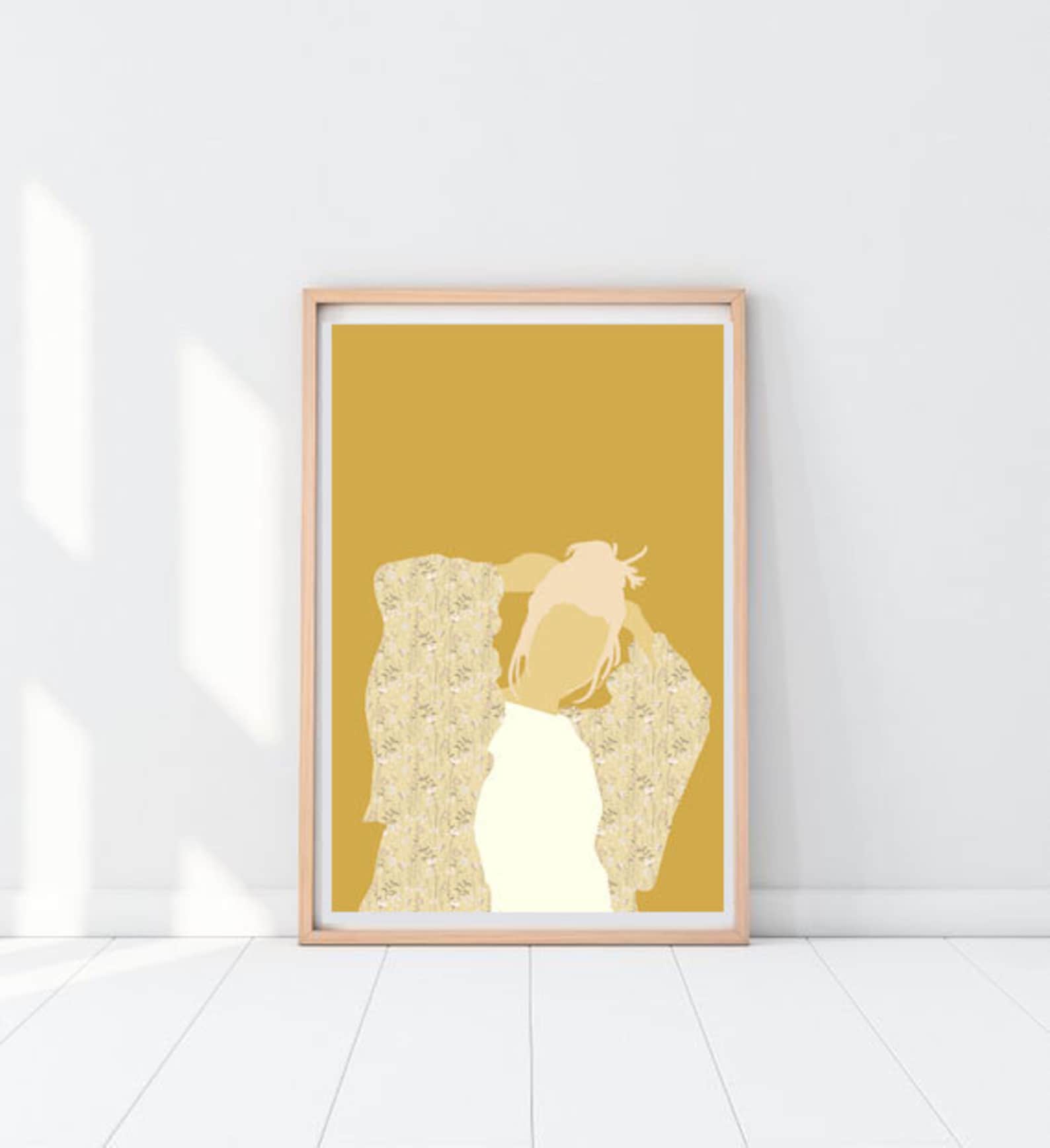 Yellow Art Print / Trendy Art Print / Kimono Girl / Floral / Fashion