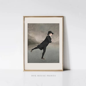 Ice Skater Print | Download Only Antique Neutral Muted | 8x10 Wall Art | Winter | Box House Prints
