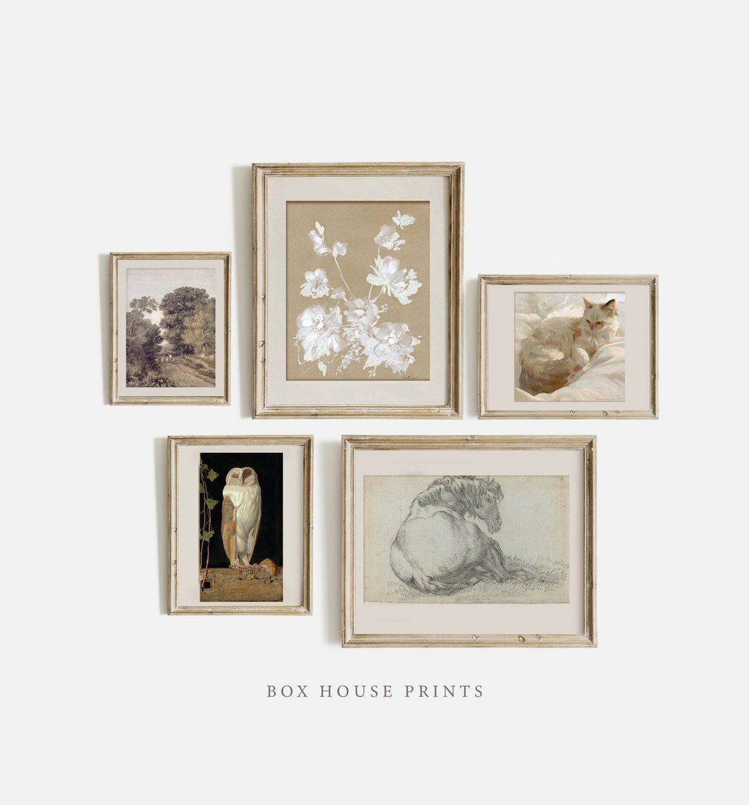 Vintage Neutral Gallery Wall SET Gallery Art Print Set of Five ...