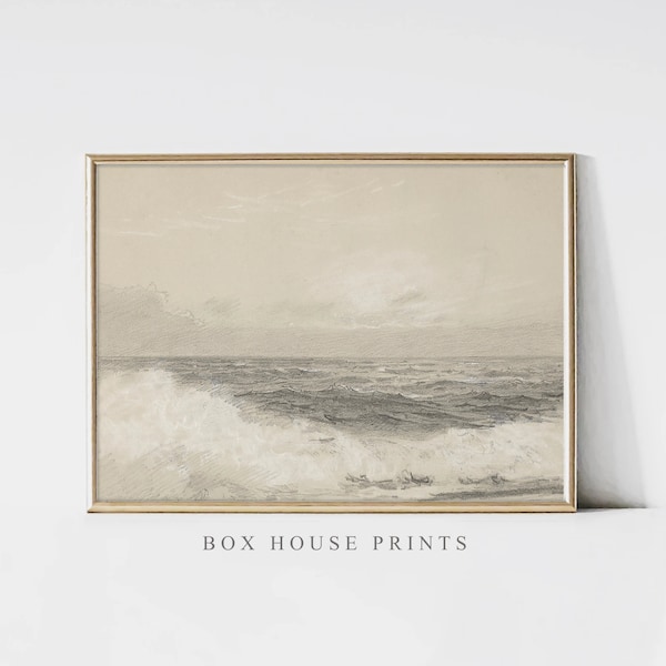 Warm Ocean Print 8x10 VINTAGE Art Print | Download Only Antique Neutral Muted | Wall Art | Landscape | Box House Prints