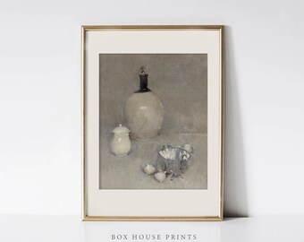 Vertical Pots VINTAGE Art Print OIL Painting | Download Only High Resolution | Landscape |Painting Box House Prints
