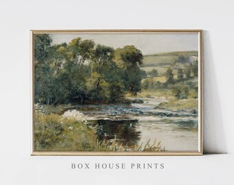 English River VINTAGE Art Print OIL Painting | Download Only High Resolution | Landscape |Painting Box House Prints