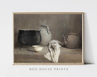 French Pots VINTAGE Art Print OIL Painting | Download Only High Resolution | Landscape |Painting Box House Prints