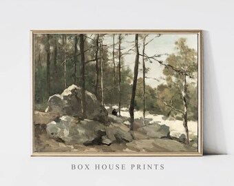 Sunny Forest VINTAGE Art Print OIL Painting | Download Only High Resolution | Landscape |Painting Box House Prints
