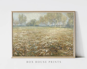 Spring Fields 9x12 Flora VINTAGE Art Print | Download Only Antique Neutral Muted | Wall Art | Landscape | Box House Prints
