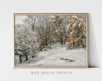 Winter Scene Print | Download Only Antique Neutral Muted | 9x12 Wall Art | Winter | Box House Prints