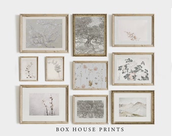 Vintage Neutral Gallery Wall SET Gallery Art Print Set of Ten | DIGITAL ...