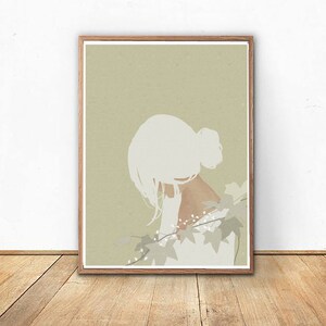Autumn print / tan print / tan wall art / beige and white / printable art / digital trendy print / leaves / fall / neutral / boho /
