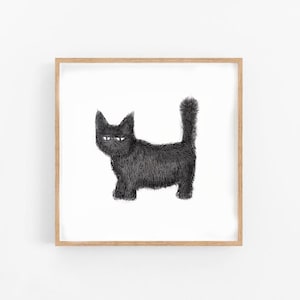Grumpy Cat Print / Cat Wall Art / Maximalist Art / Moody Art / Weird Art / Quirky Prints / Black Cat / Trendy Prints/Ink Art / Gallery Wall