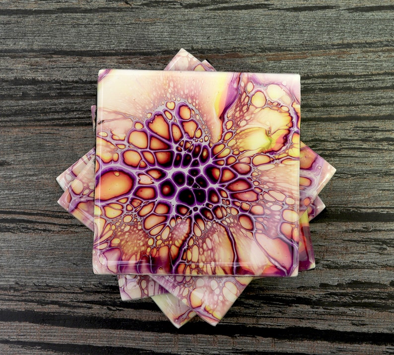 Free Shipping in US Resin Coaster Set of 4 on Ceramic Tile