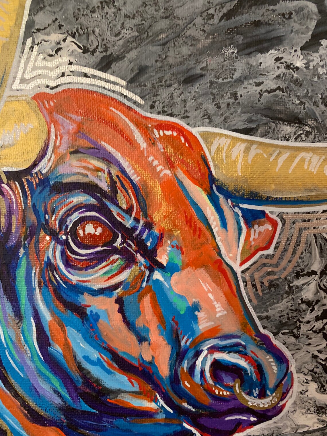 Ox acrylic painting Etsy