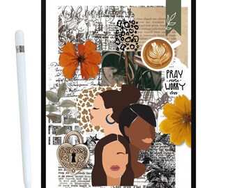 Digital Collage Art, Printable Mixed Media, iPad screensavers, Digital planner covers, Digital Planners, Art Journal, Art Print, Instant Dow