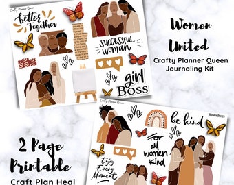 Digital Planner Kit, PDF, Printable Stickers, Journaling Kit, Happy Planner, Digital Clipart, Abstract Women, Friendship, African American