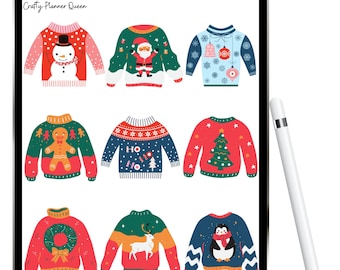 Ugly Christmas Sweater Planner Stickers, Ugly Sweater Stickers, CHRISTMAS Planner Stickers, Decorative Stickers