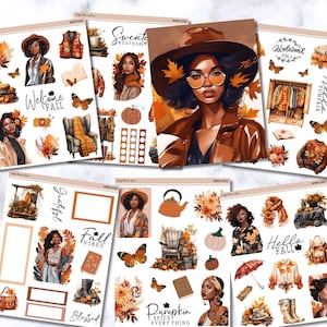 Autumn Planner Stickers: Fall Foliage, Seasonal Quotes (Digital Download)