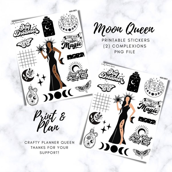 Digital Planner Kit, PNG, Printable Stickers, Celestial, Happy Planner, Digital Planning, Cosmic Stickers, Moon Clipart