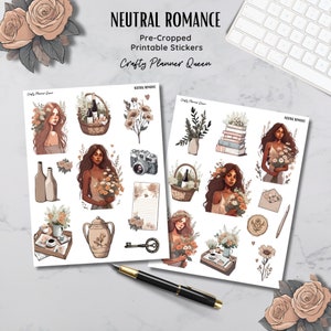 Neutral Romance Planner Stickers: Spring Florals (Digital Download)