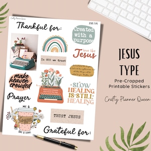 Druckbare Aufkleber, Glaube Clipart, Bibel Journaling, christliche Aufkleber, digitale Planungsaufkleber, glücklicher Planer, geschnittene Dateien
