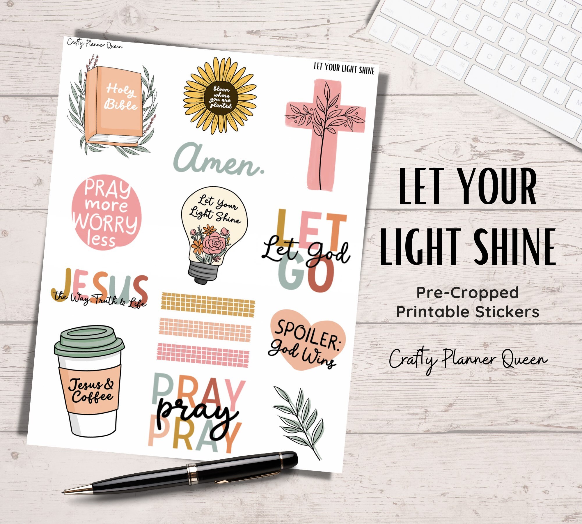 Printable Stickers, Faith Clipart, Bible Journaling, Christian Stickers ...