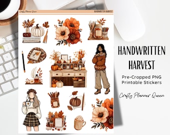 Afdrukbare stickers | Esthetische plannerstickers herfst | Gezellige herfst, png | Herfstplannerstickers