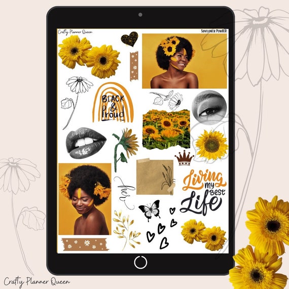 Sunflower Printable Planner Stickers Digital Journaling - Etsy