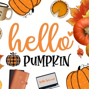 Autumn Icons, Fall Digital Planner, Digital Stickers, Fall Clipart, PUMPKIN stickers