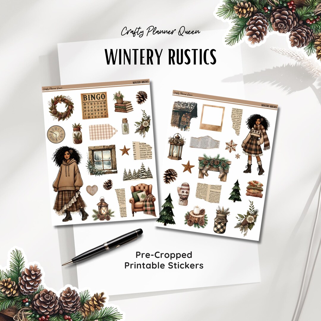 Rustic Winter Sticker Kit: Cozy Planner Stickers (digital Download) - Etsy