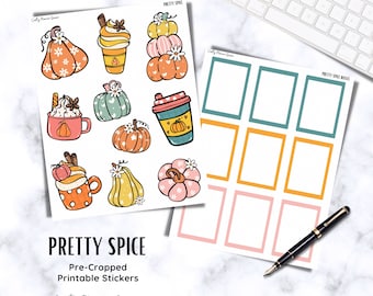 Pumpkin Spice Planner Stickers: Pastel Autumn Printable (Digital Download)