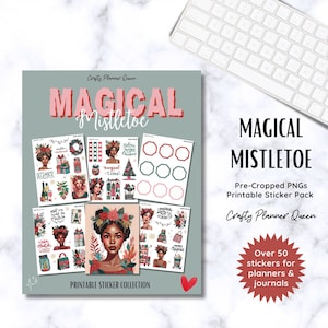 Magische, feestelijke kerst, afdrukbare stickerkit, plannerstickers, dagelijks december, vrolijke plannerstickers, digitale kerststickers