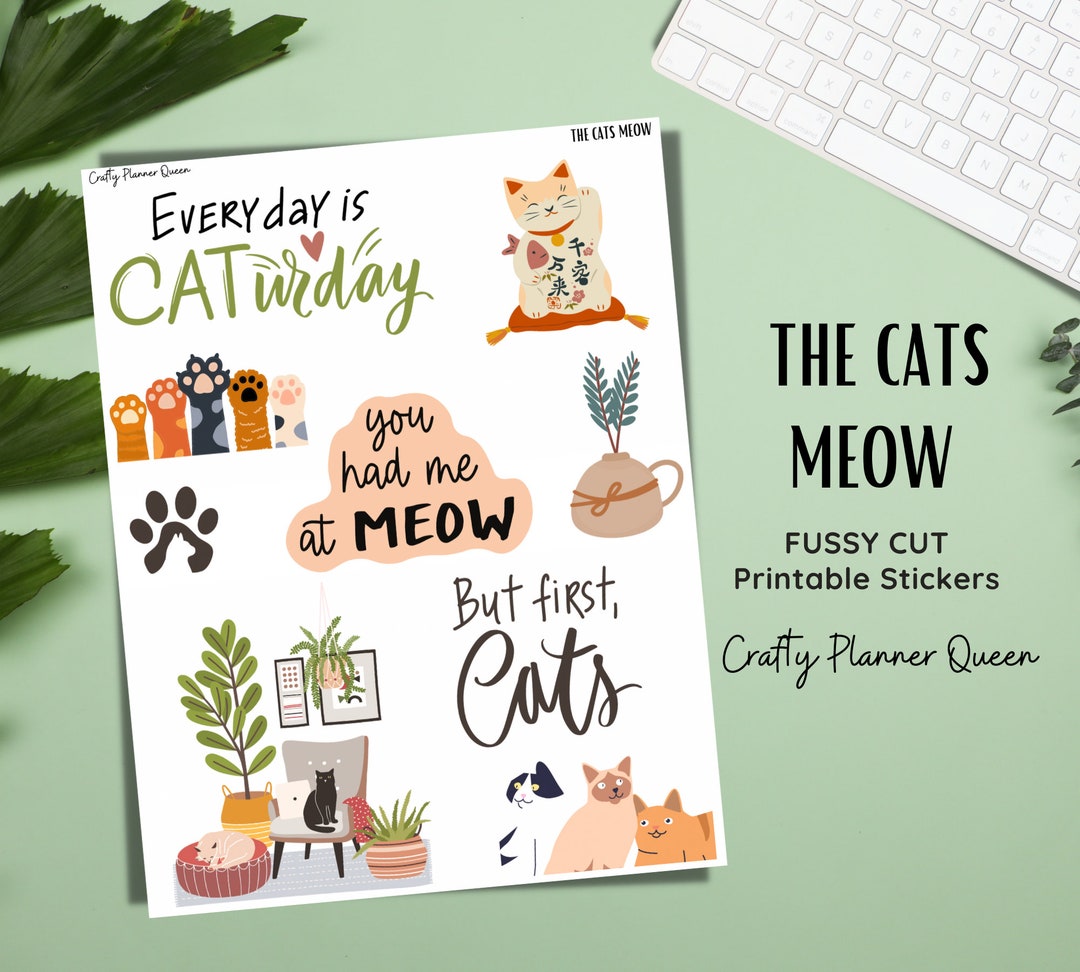 Printable Stickers for Planners, Cat Stationery, Printable Cat Stickers ...