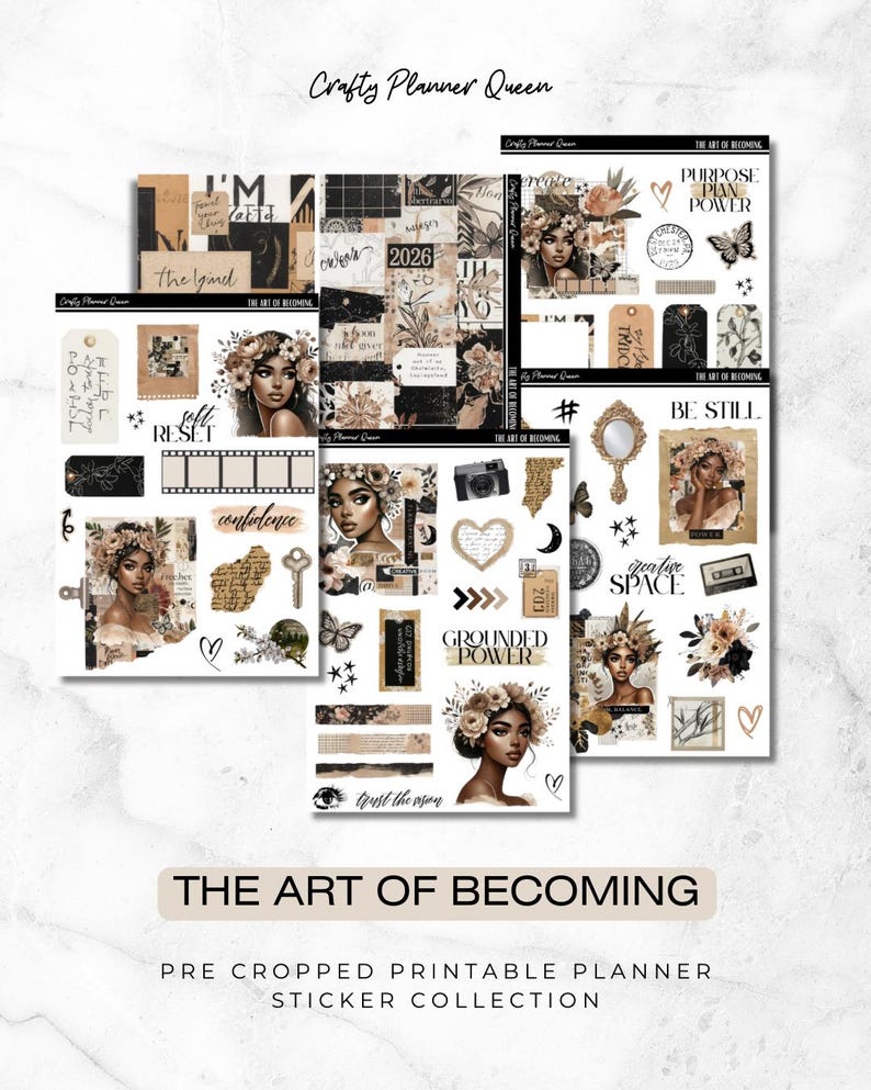 Printable Mixed Media Stickers | Editorial Bujo Journal Kit | Vision ...