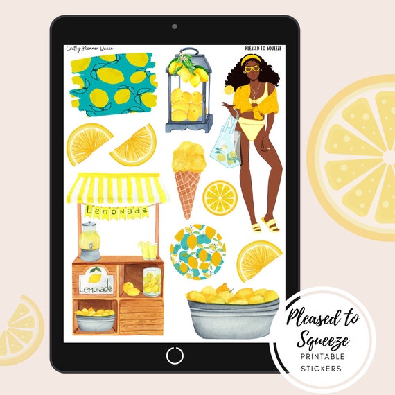 Printable Stickers Lemon Clipart Lemon Inspired Stationery - Etsy