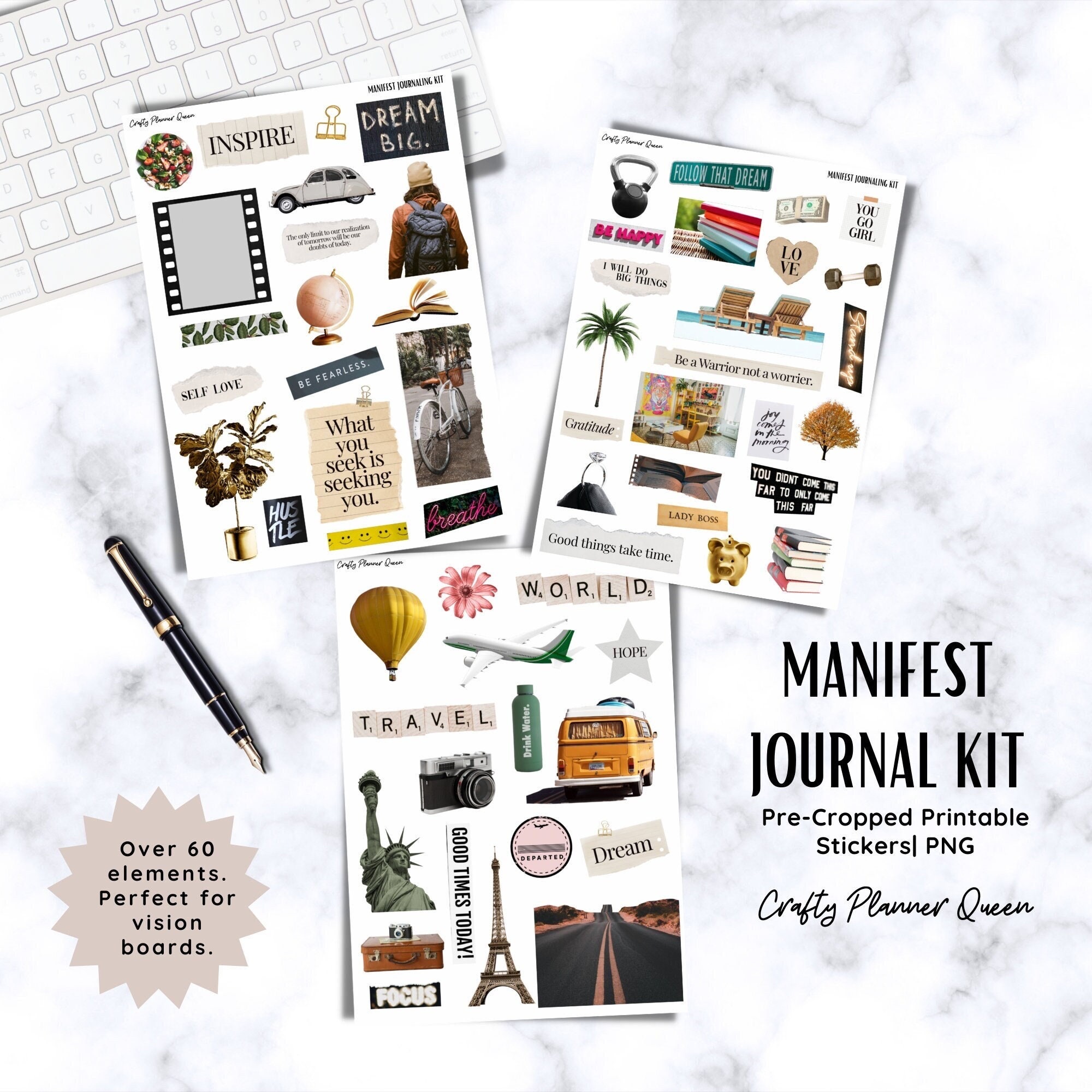 Vision Board Stickers: Manifest Journal Kit (digital Download) - Etsy